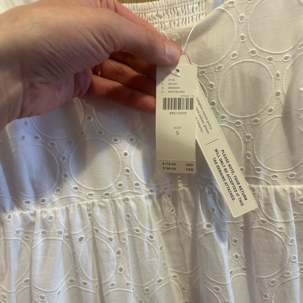 Anthropologie White Eyelet Smocked Somerset Midi Dress - Picture 4 of 8